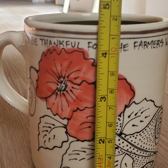 Artables Now & Zen Studio Coffee Mug Tea Let Us Be Thankful Pottery Flowers Gold - Picture 7 of 12